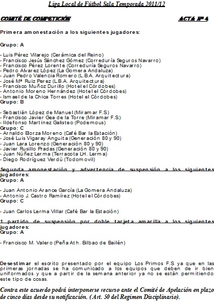 Liga Local de Fútbol 7 Resultados 2º y 3º Jornada y Horarios 5ª y 6ªJornada
