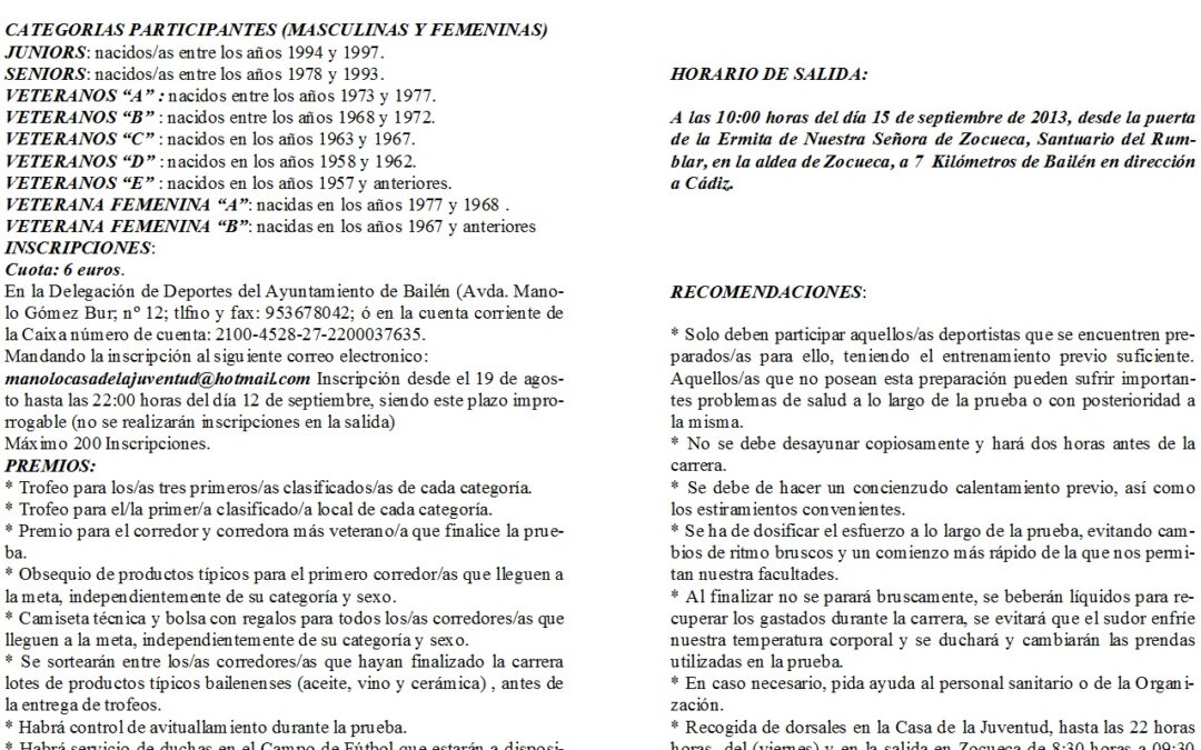 XV CARRERA SANTURARIO DE ZOCUECA 2013