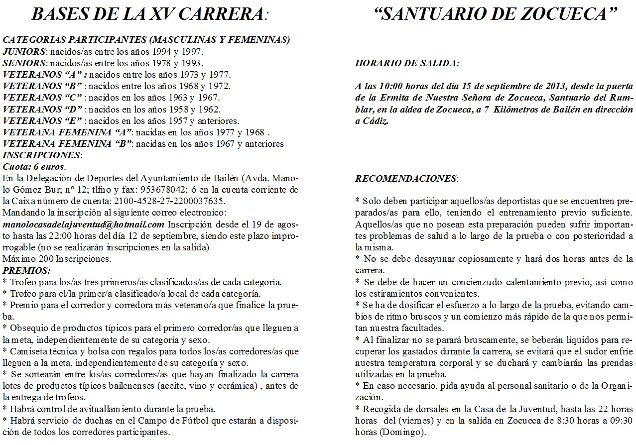 XV CARRERA SANTUARIO DE ZOCUECA 2013