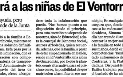 UNA VECINA LLEVARÁ A LAS NIÑAS DE EL VENTORILLO AL COLEGIO