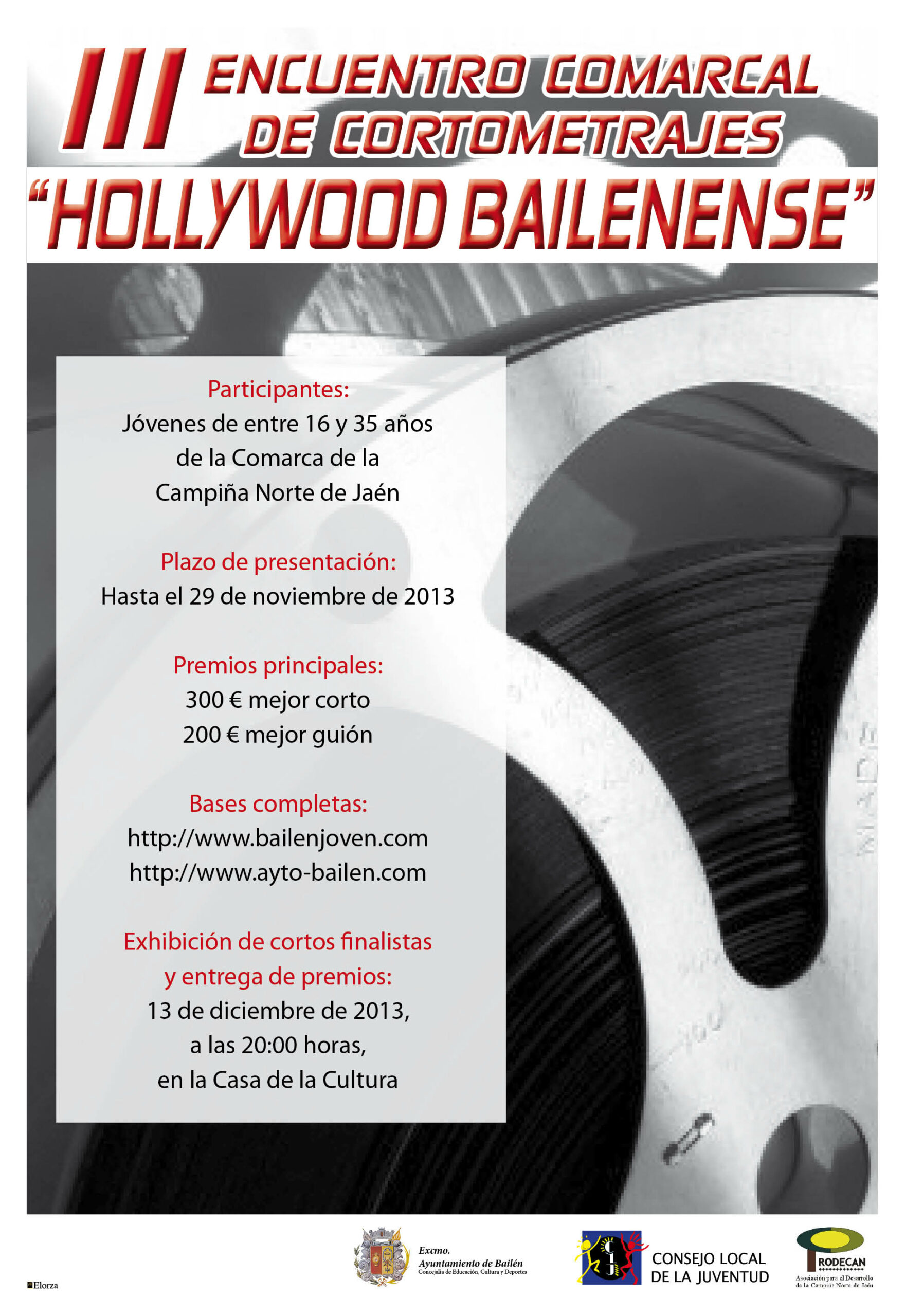 Cartel del III Festival Comarcal de Cortometrajes Hollywood Bailenense