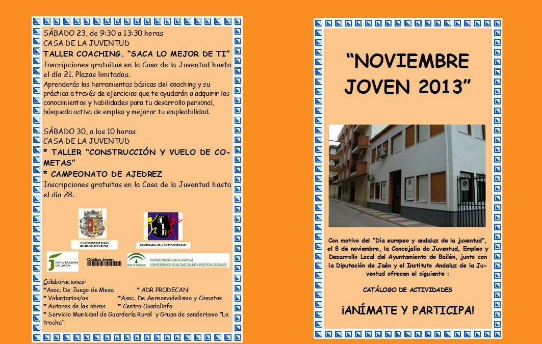 NOVIEMBRE JOVEN 2013 CONCENTRA UN PROGRAMA DE ACTIVIDADES AMPLIO Y VARIADO