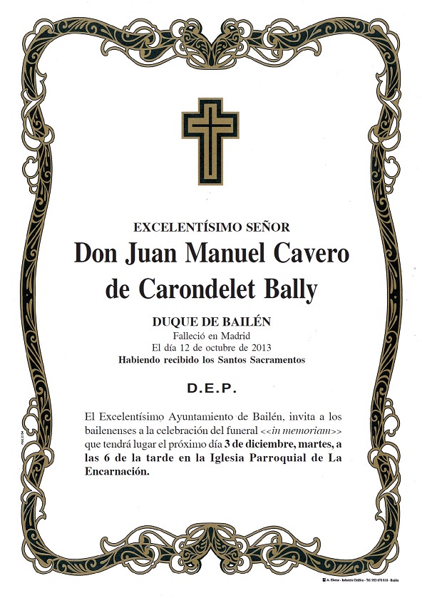 Esquela Duque Bailén reducido