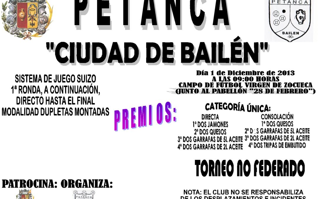 TORNEO DE PETANCA «CIUDAD DE BAILÉN»