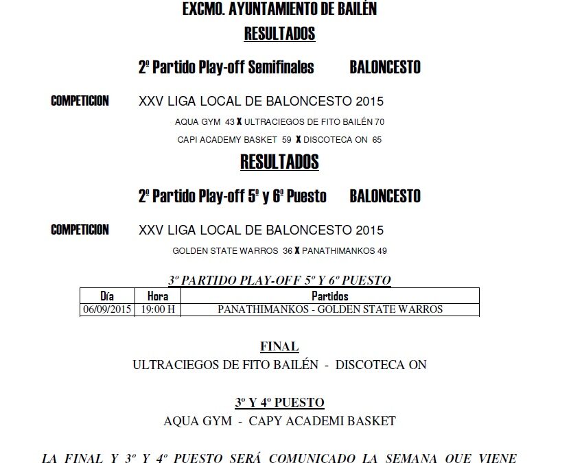 LIGA LOCAL DE FÚTBOL SALA HORARIOS Y RESULTADOS FASE DE ASCENSO Y DESCENSO