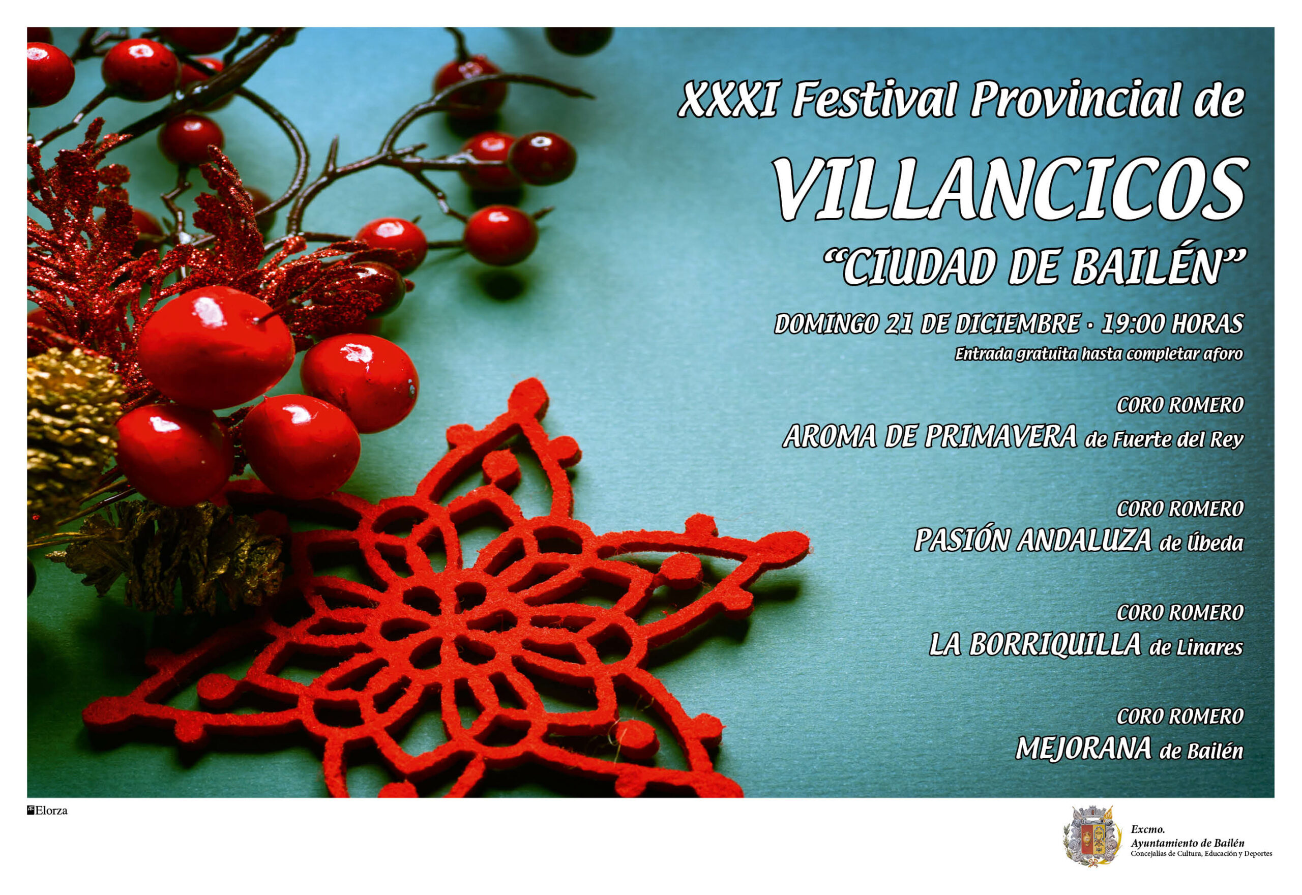 Cartel XXXI Festival Provincial de Villancicos Ciudad de Bailén