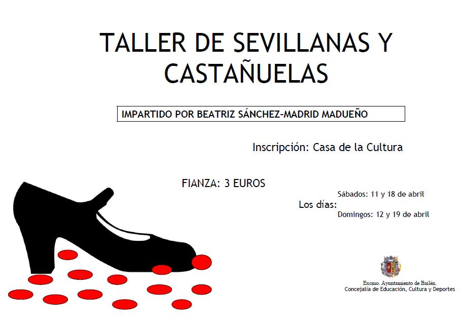 Cartel taller sevillanas y castañuelas