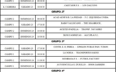 LIGA LOCAL DE FÚTBOL 7 HORARIOS 1ª Y 2ª JORNADA
