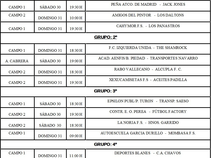 LIGA LOCAL DE FÚTBOL 7 JORNADAS 3ª Y 4ª