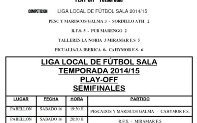 LIGA LOCAL DE FÚTBOL SALA TEMPORADA 2014/15 SEMINIFALES Y FINAL