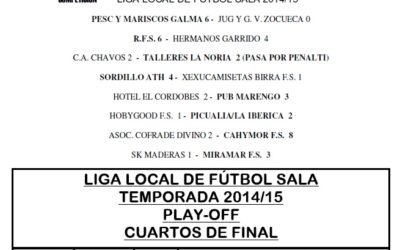 LIGA LOCAL DE FÚTBOL SALA PLAY-OFF CUARTOS DE FINAL