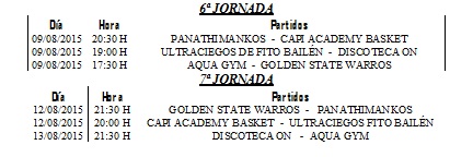 HORARIOS 6º Y 7ª JORNADA