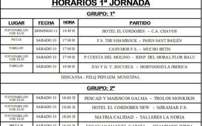 LIGA LOCAL DE FÚTBOL SALA TEMPORADA 2015/16 HORARIOS 1ª JORNADA