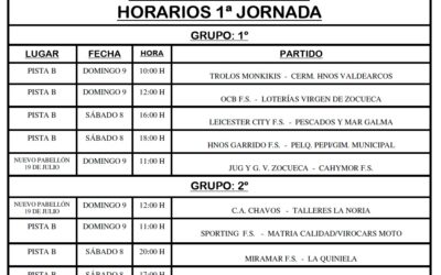 LIGA LOCAL DE FÚTBOL SALA HORARIOS TEMPORADA 2016/17 1ª JORNADA