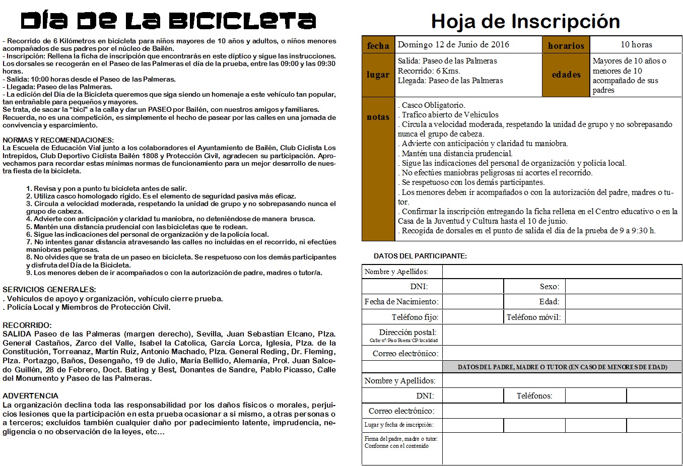Incripción día de la Bicicleta