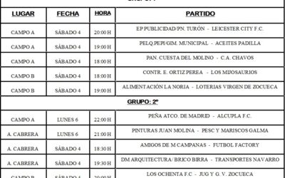 LIGA LOCAL DE FÚTBOL 7 HORARIOS JORNADA 7ª Y 8ª