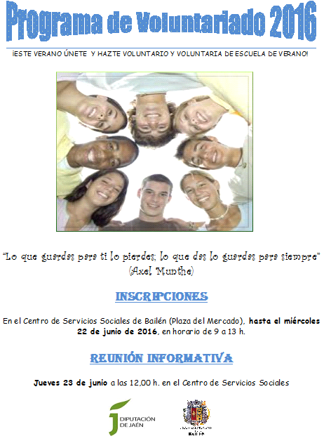 PARTICIPA COMO VOLUNTARIO EN  LA ESCUELA DE VERANO 2016