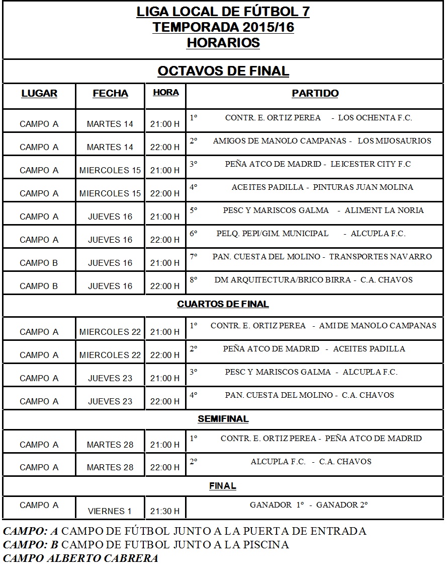horarios