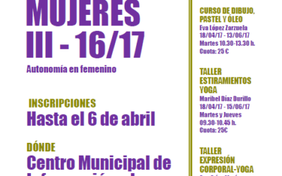 ABIERTO EL PLAZO DE INSCRIPCIÓN PARA PARTICIPAR EN LAS ACTIVIDADES DEL CENTRO DE LA MUJER DURANTE EL ÚLTIMO TRIMESTRE DEL CURSO