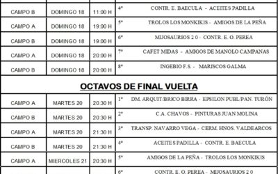 LIGA LOCAL DE FÚTBOL 7 HORARIOS OCTAVOS DE FINAL IDA Y VUELTA