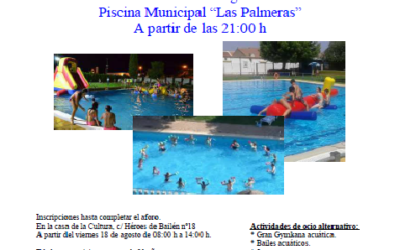 EL VIERNES 25 DE AGOSTO SE CELEBRA LA SEGUNDA EDICIÓN DE LA FIESTA ACUÁTICA PARA ADULTOS “VIVE LA NOCHE”