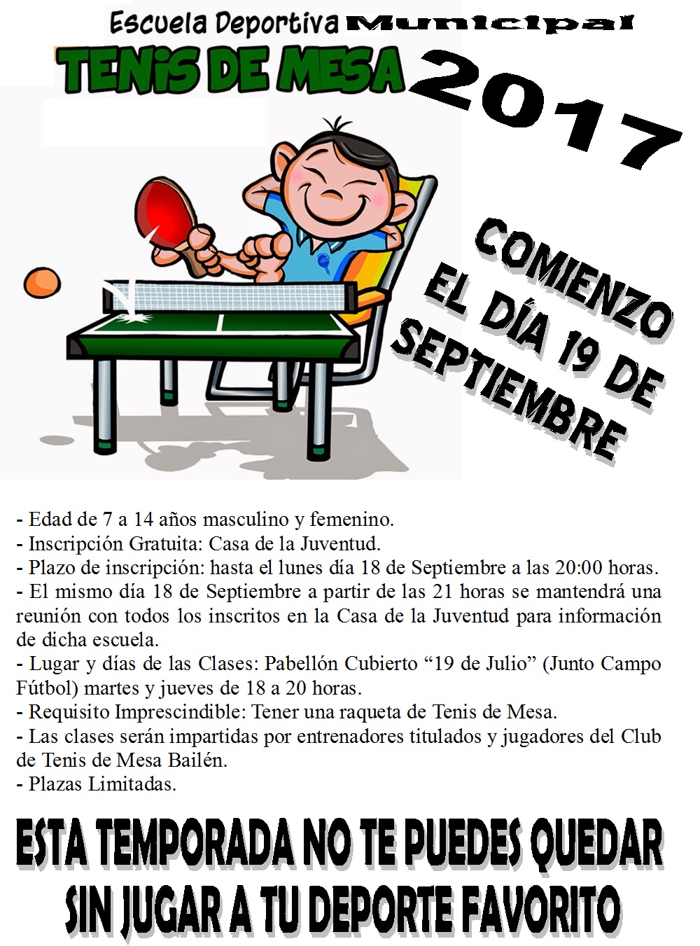 Escuela de Tenis de Mesa 2017