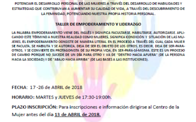 TALLER DE PSICOLOGÍA PARA MUJERES EMPORAMIENTO Y LIDERAZGO