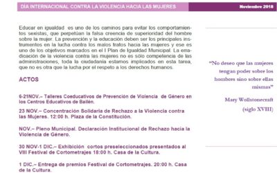 AMPLIO PROGRAMA DE ACTIVIDADES DE SENSIBILIZACIÓN PARA CONMEMORAR EL DÍA INTERNACIONAL  CONTRA LA VIOLENCIA HACIA LAS MUJERES