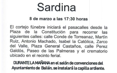 SE TRASLADA EL ENTIERRO DE DÑA. SARDINA AL VIERNES 8 DE MARZO