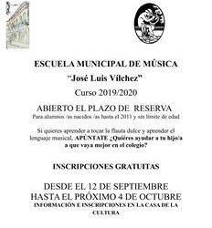 ABIERTO EL PLAZO DE RESERVA DE PLAZAS EN  LA ESCUELA MUNICIPAL DE MÚSICA