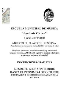 Cartel Inscripción Escuela Municipal de Música