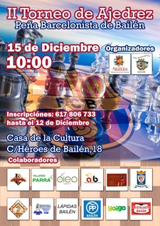 LAS INSTALACIONES DE LA BIBLIOTECA  ACOGERÁN EL II TORNEO DE AJEDREZ PEÑA BARCELONISTA DE BAILÉN