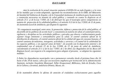 BANDO NUEVAS MEDIDAS CON MOTIVO DEL CORONAVIRUS