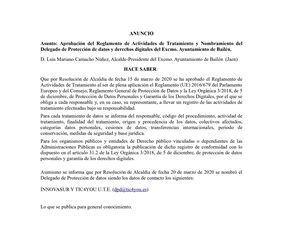 APROBADO EL REGLAMENTO PARA LA PROTECCIÓN DE DATOS PERSONALES