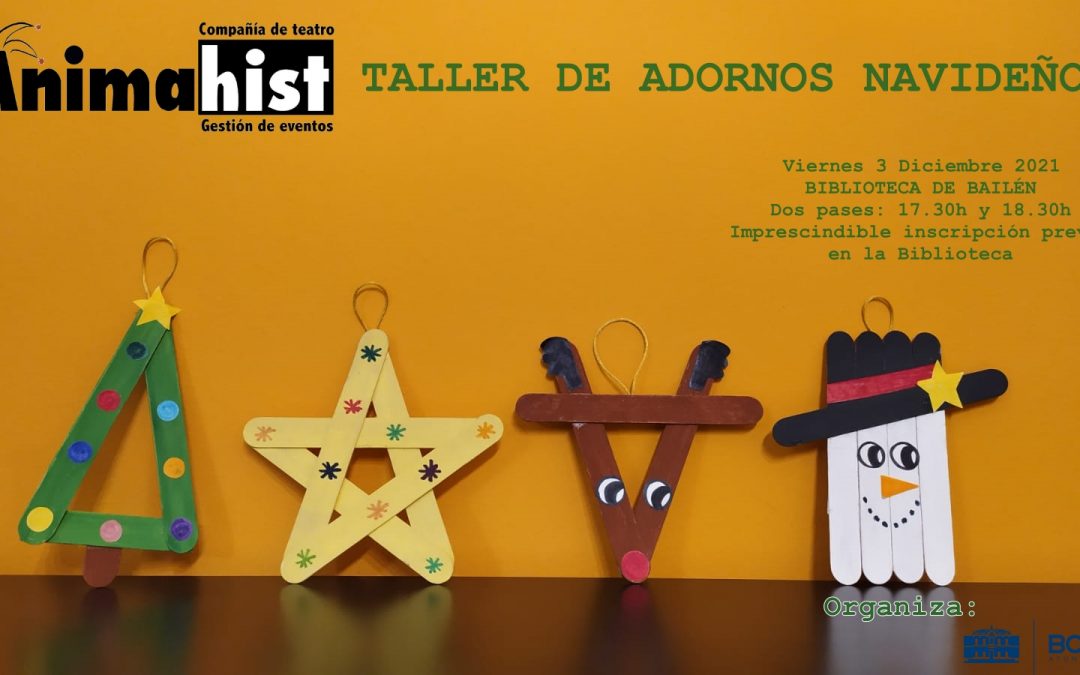 Taller de adornos navideños en la Biblioteca Municipal Baécula