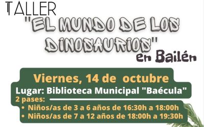 Taller “El mundo de los dinosaurios” para los pequeños en la biblioteca Baécula