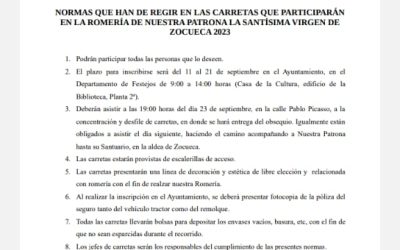 Normas de las carretas para la Romería de Nuestra Señora de Zocueca