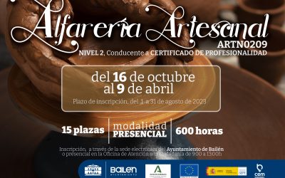 El Ayuntamiento de Bailén oferta un nuevo curso de Alfarería Artesanal