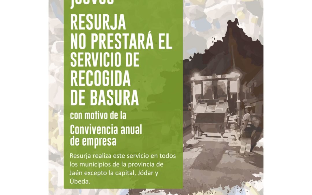 Este jueves 12 de octubre no habrá servicio de recogida de basura en Bailén