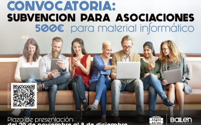 Convocatoria de Subvenciones para la adquisición de equipamiento informático para Asociaciones y Entidades sin ánimo de lucro