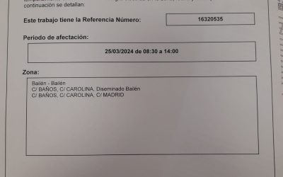 Aviso de interrupción de suministro por trabajos de mantenimiento en las instalaciones de ENDESA