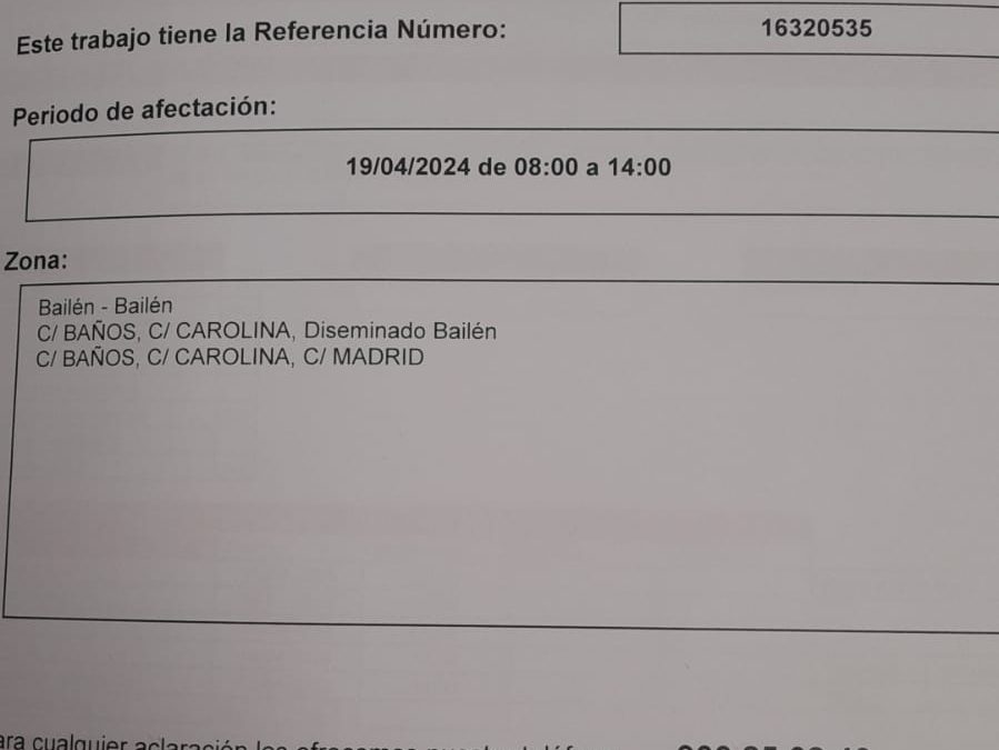 Avisos de cortes de ENDESA