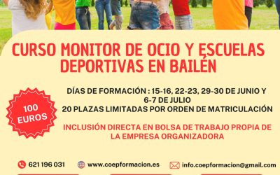 Cursos sobre Monitor de Ocio y Escuelas Deportivas, Socorrista Acuático y Primeros Auxilios