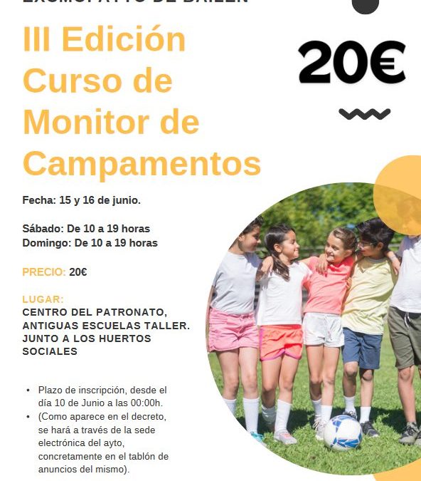 La concejalía de Juventud organiza la III Edición del curso de Monitor de Campamento