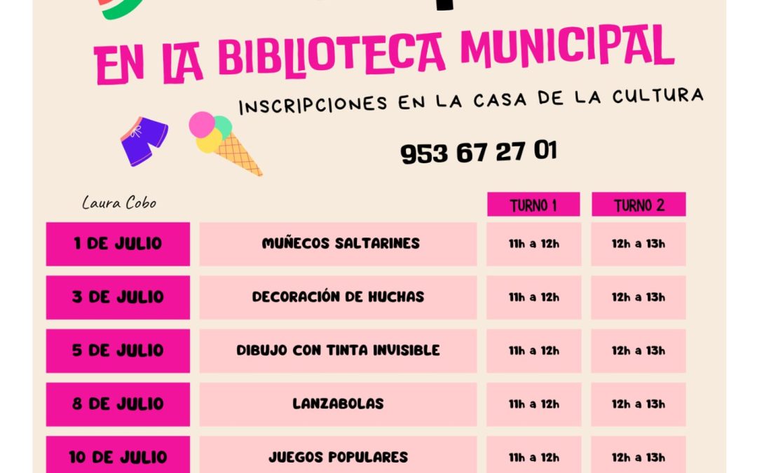 Talleres infantiles de verano en la Biblioteca Municipal