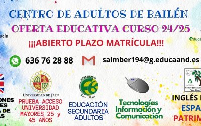Oferta educativa del Centro de Adultos de Bailén para el curso 24/25
