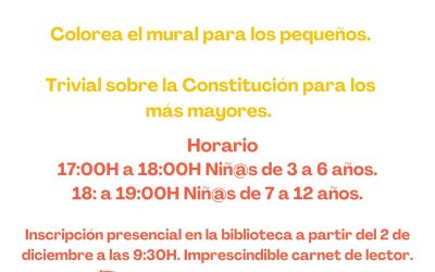 La Concejalía de Cultura organiza el taller ‘Conoce la Constitución’ para niños de entre 3 y 12 años