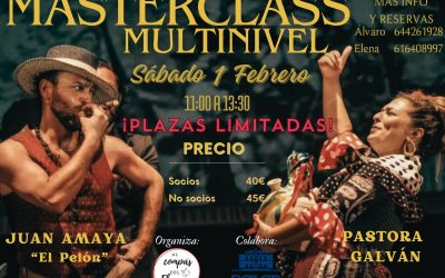Juan Amaya ‘El Pelón’ y Pastora Galván, dos grandes bailaores en la Masterclass organizada por ‘Al compás del Flamenco’