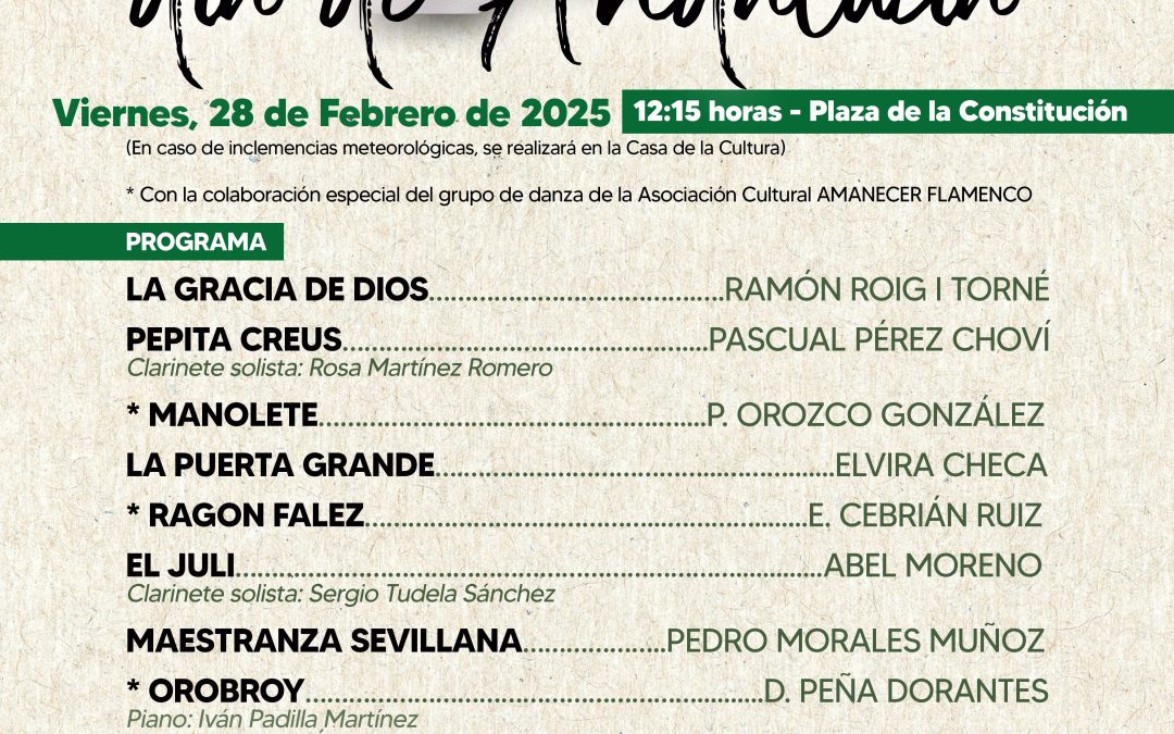 La Unión Musical Bailenense celebrará un concierto para conmemorar el Día de Andalucía