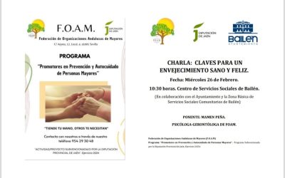 Organizada la charla ‘Claves para un envejecimiento sano y feliz’